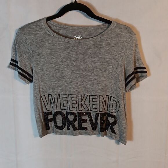 Justice Girl's Glitter "Weekend Forever" Cropped Tee - Picture 6 of 6